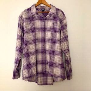 Patagonia Purple Plaid Flannel Women's Driving Song Button Down Shirt